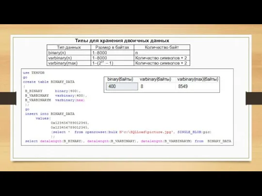 Типы для хранения двоичных данных