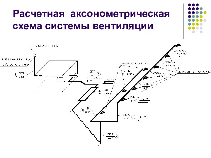 Расчетная аксонометрическая схема системы вентиляции