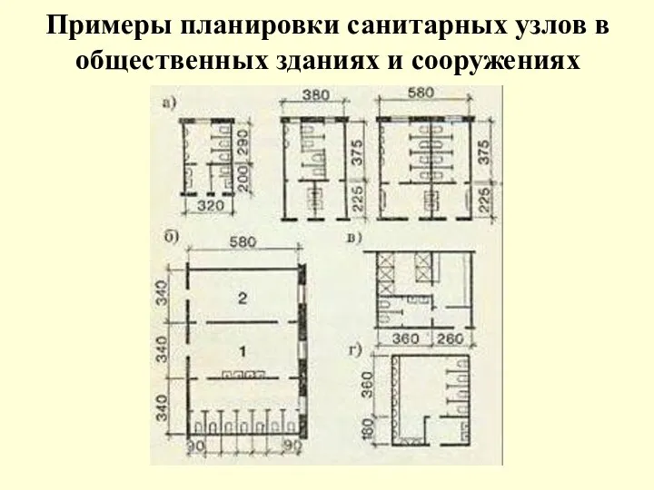 Примеры планировки санитарных узлов в общественных зданиях и сооружениях