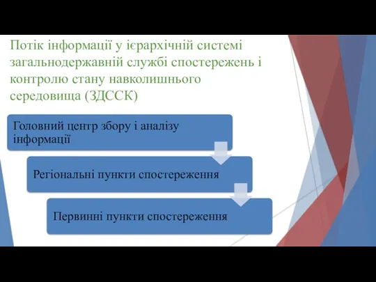 Потік інформації у ієрархічній системі загальнодержавній службі спостережень і контролю стану