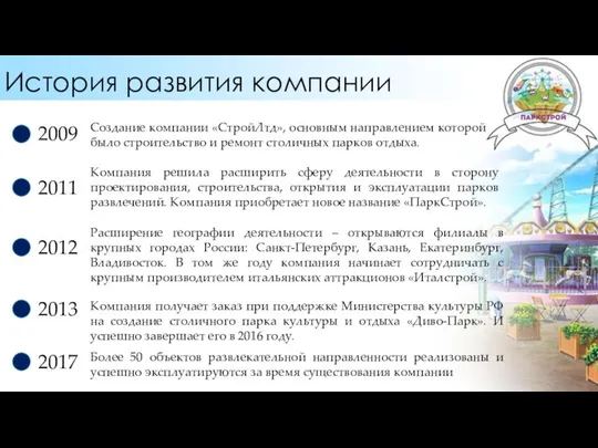 История развития компании Компания решила расширить сферу деятельности в сторону проектирования,