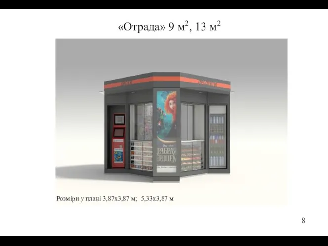 8 «Отрада» 9 м2, 13 м2 Розміри у плані 3,87х3,87 м; 5,33х3,87 м