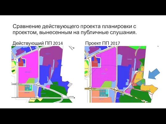 Сравнение действующего проекта планировки с проектом, вынесенным на публичные слушания. Действующий ПП 2014 Проект ПП 2017