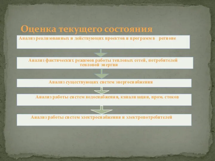 Оценка текущего состояния Анализ реализованных и действующих проектов и программ в