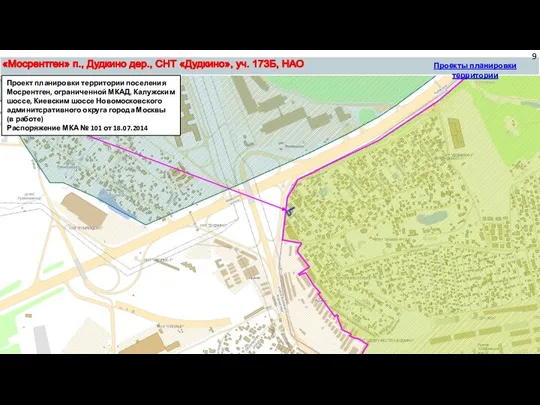 Проект планировки территории поселения Мосрентген, ограниченной МКАД, Калужским шоссе, Киевским шоссе