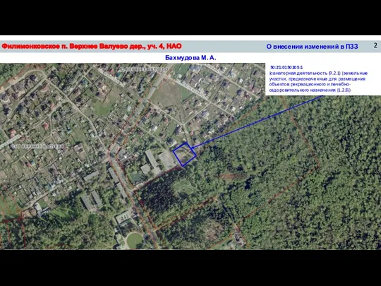 О внесении изменений в ПЗЗ Бахмудова М. А. 50:21:0150205:1 (санаторная деятельность