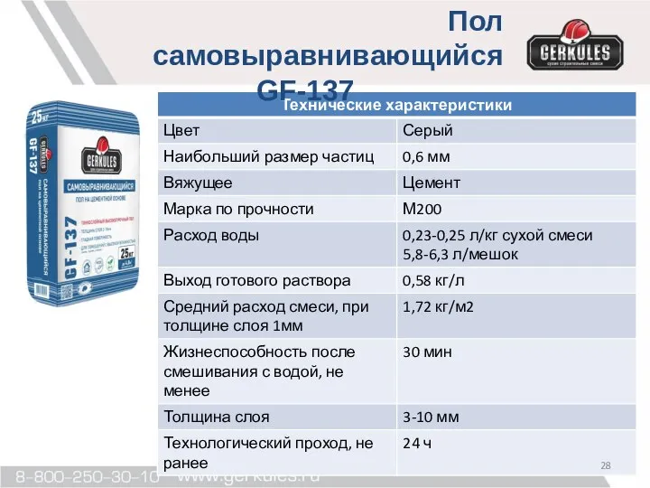 Пол самовыравнивающийся GF-137