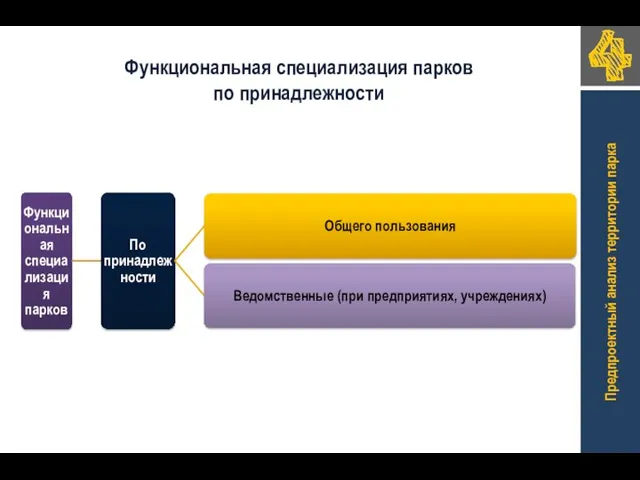 Функциональная специализация парков по принадлежности Предпроектный анализ территории парка