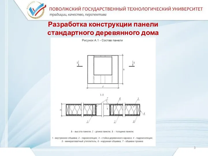 Разработка конструкции панели стандартного деревянного дома (вариант 1)