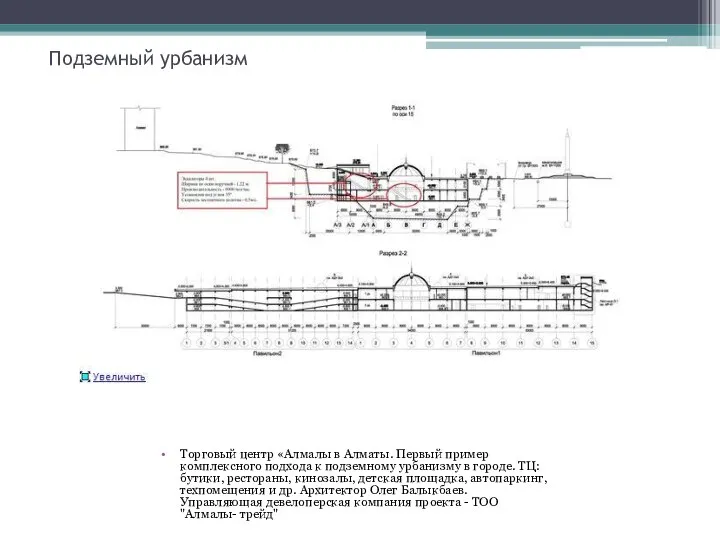 Подземный урбанизм Торговый центр «Алмалы в Алматы. Первый пример комплексного подхода