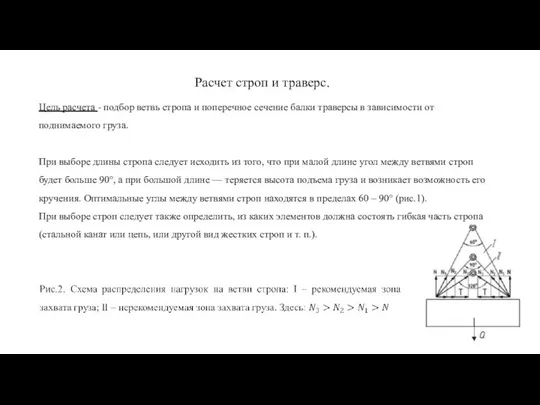 Расчет строп и траверс. Цель расчета - подбор ветвь стропа и