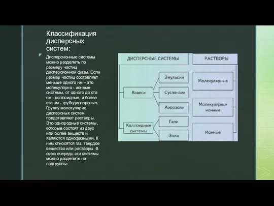 Классификация дисперсных систем: Дисперсионные системы можно разделить по размеру частиц дисперсионной