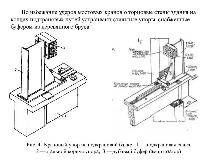 Во избежание ударов мостовых кранов о торцовые стены здания на концах