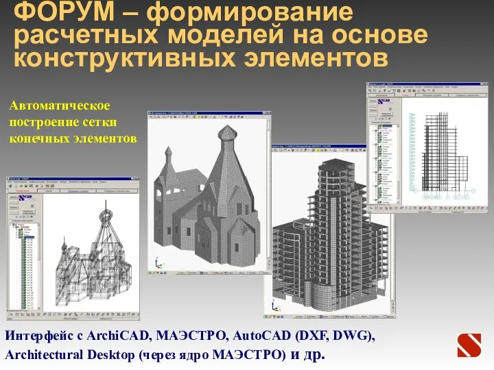 ФОРУМ – формирование расчетных моделей на основе конструктивных элементов Автоматическое построение