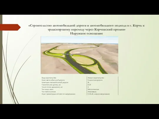 «Строительство автомобильной дороги и автомобильного подхода в г. Керчь к транспортному