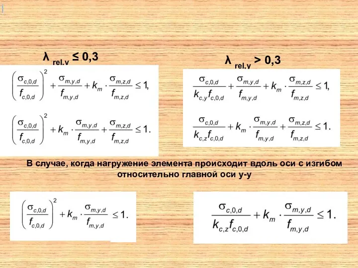 λ rel,y ≤ 0,3 λ rel,y > 0,3 В случае, когда