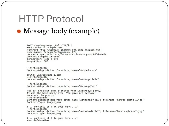 HTTP Protocol Message body (example)