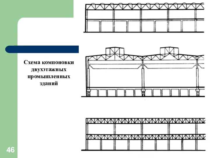 Схема компоновки двухэтажных промышленных зданий