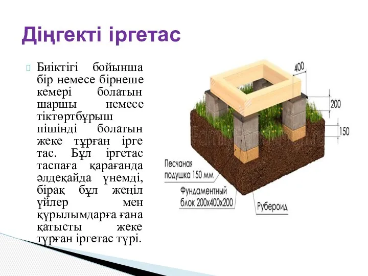 Биіктігі бойынша бір немесе бірнеше кемері болатын шаршы немесе тіктөртбұрыш пішінді