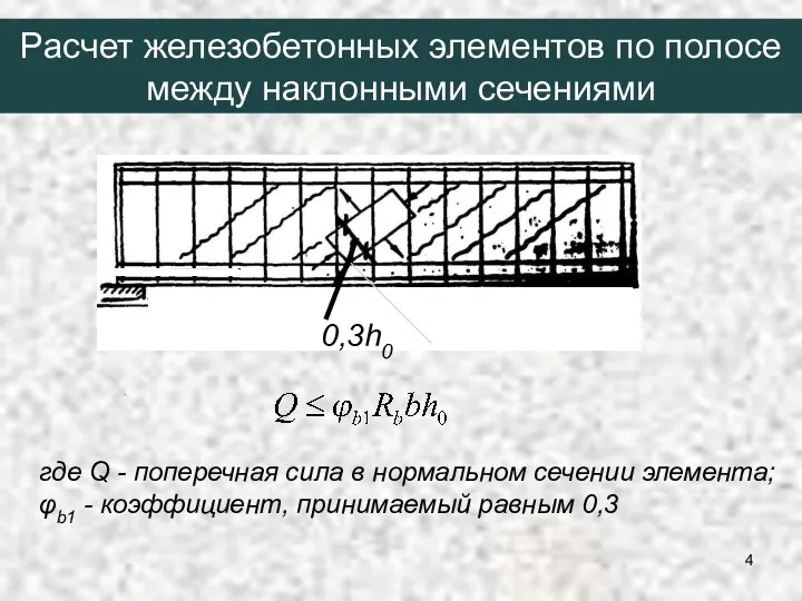 где Q - поперечная сила в нормальном сечении элемента; φb1 -