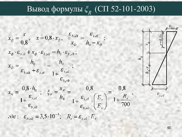 Вывод формулы ξR (СП 52-101-2003)