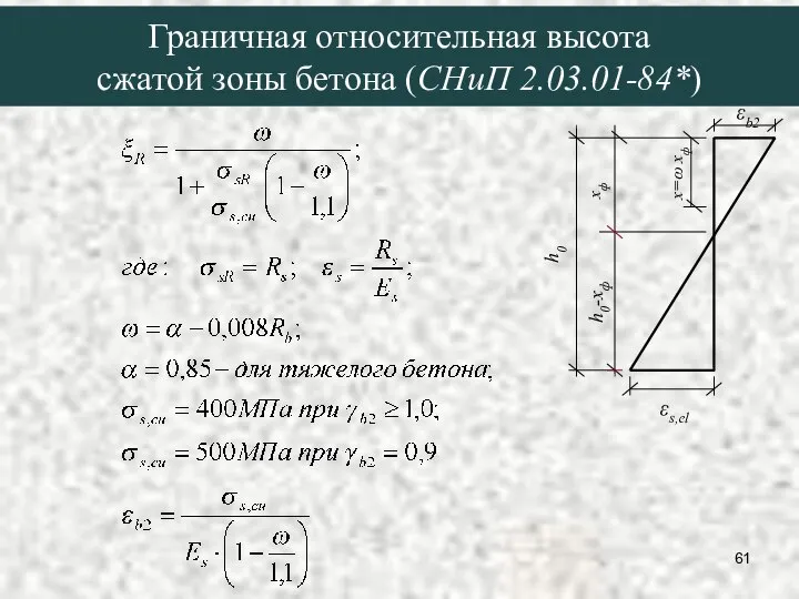 Граничная относительная высота сжатой зоны бетона (СНиП 2.03.01-84*)