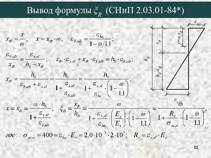 Вывод формулы ξR (СНиП 2.03.01-84*)