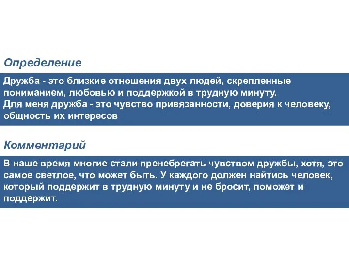 Дружба - это близкие отношения двух людей, скрепленные пониманием, любовью и