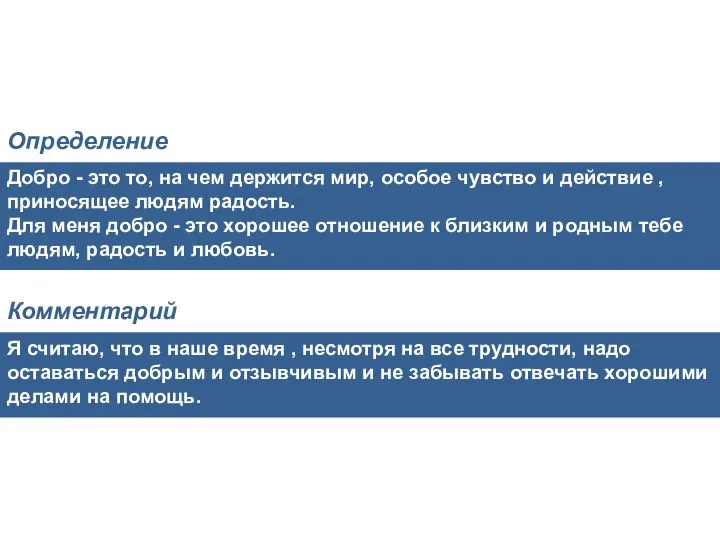 Добро - это то, на чем держится мир, особое чувство и