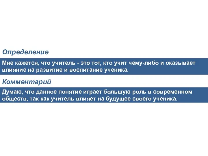 Мне кажется, что учитель - это тот, кто учит чему-либо и