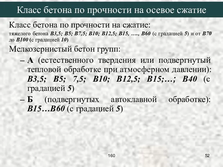 Класс бетона по прочности на сжатие: тяжелого бетона В3,5; В5; В7,5;