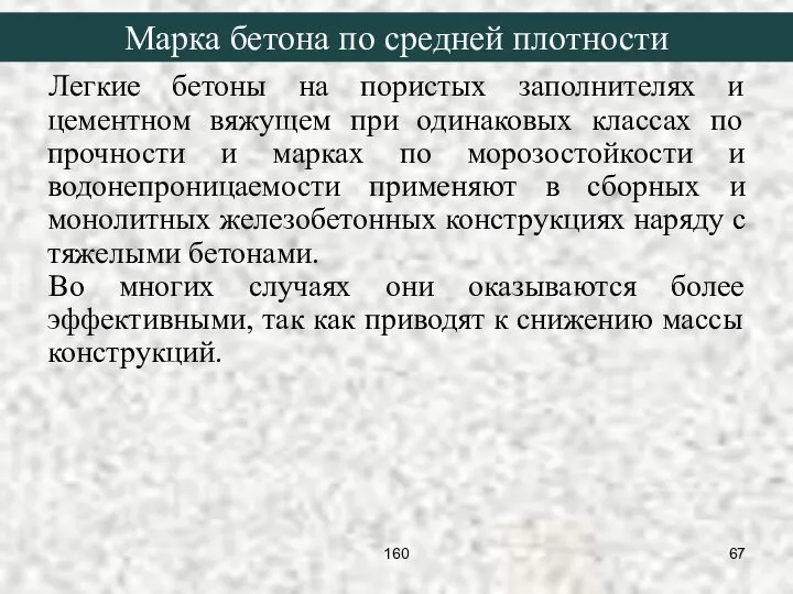 Легкие бетоны на пористых заполнителях и цементном вяжущем при одинаковых классах