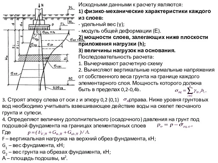 Исходными данными к расчету являются: 1) физико-механические характеристики каждого из слоев: