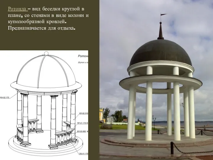 Ротонда – вид беседки круглой в плане, со стенами в виде