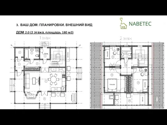 3. ВАШ ДОМ: ПЛАНИРОВКИ. ВНЕШНИЙ ВИД ДОМ 2.0 (2 этажа, площадь 180 м2)