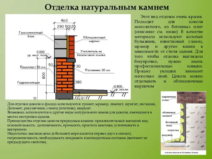 Этот вид отделки очень красив. Подходит для цоколя монолитного, из бетонных