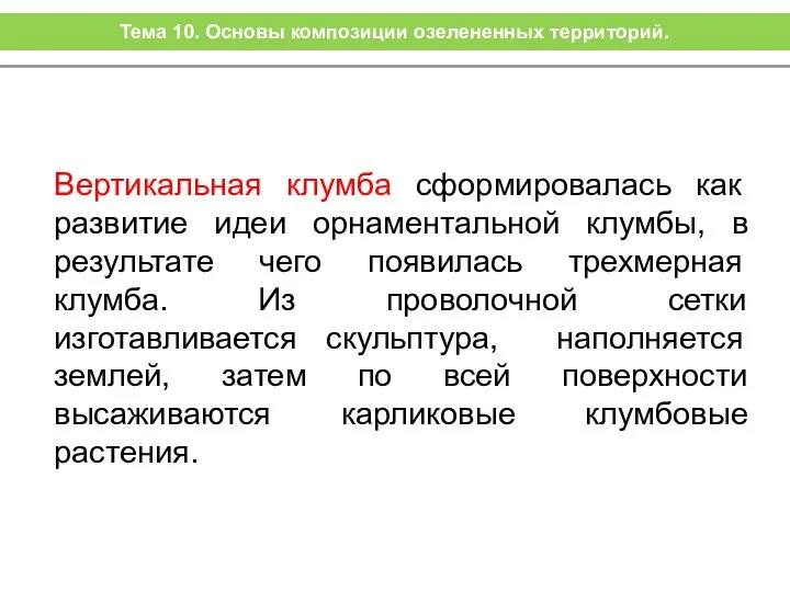 Вертикальная клумба сформировалась как развитие идеи орнаментальной клумбы, в результате чего