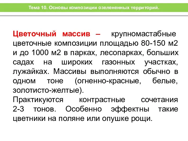 Цветочный массив – крупномастабные цветочные композиции площадью 80-150 м2 и до