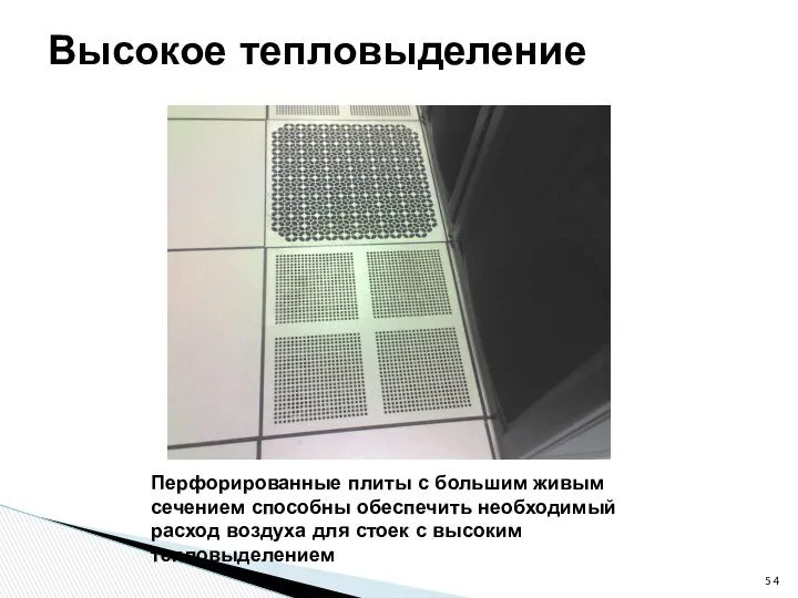 Высокое тепловыделение Перфорированные плиты с большим живым сечением способны обеспечить необходимый