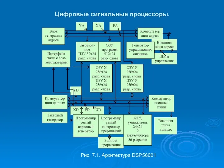 Цифровые сигнальные процессоры. Рис. 7.1. Архитектура DSP56001