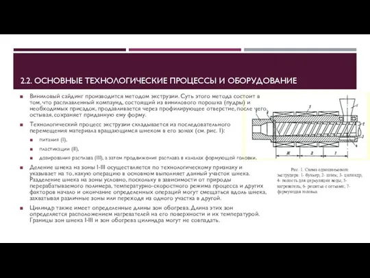 2.2. ОСНОВНЫЕ ТЕХНОЛОГИЧЕСКИЕ ПРОЦЕССЫ И ОБОРУДОВАНИЕ Виниловый сайдинг производится методом экструзии.