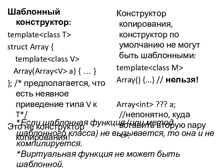 *Если шаблонная функция (или метод шаблонного класса) не вызывается, то она