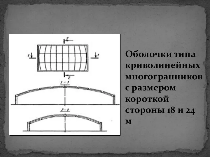 Оболочки типа криволинейных многогранников с размером короткой стороны 18 и 24 м