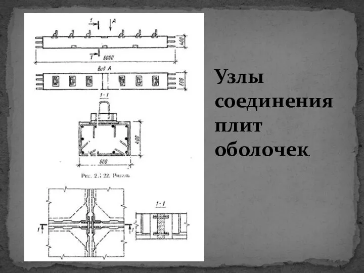 Узлы соединения плит оболочек.