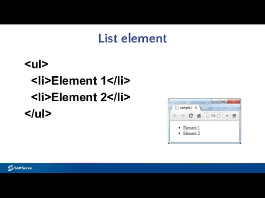 List element Element 1 Element 2