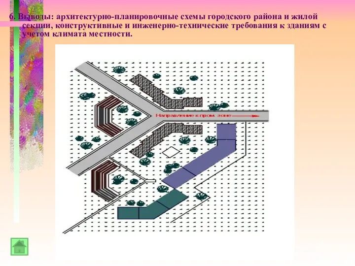 6. Выводы: архитектурно-планировочные схемы городского района и жилой секции, конструктивные и