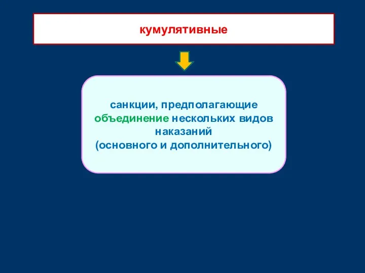 санкции, предполагающие объединение нескольких видов наказаний (основного и дополнительного) кумулятивные