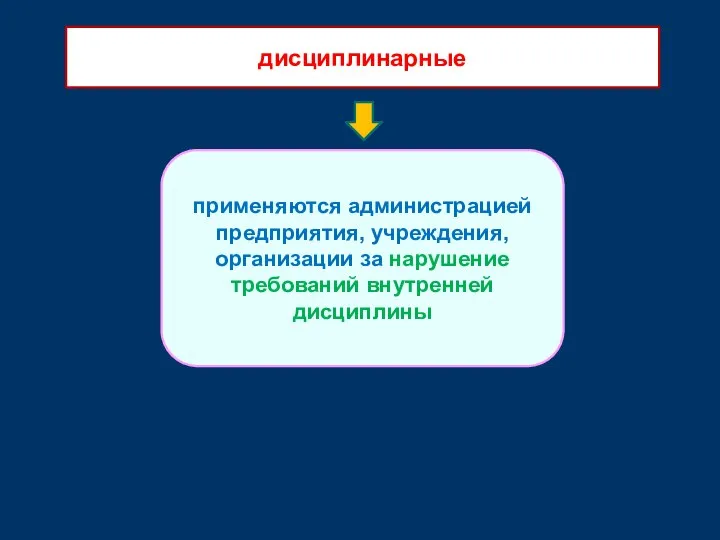 применяются администрацией предприятия, учреждения, организации за нарушение требований внутренней дисциплины дисциплинарные