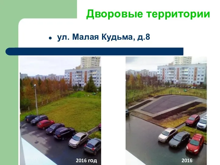 Дворовые территории ул. Малая Кудьма, д.8 Октябрь 2016 2016 год 2016 год