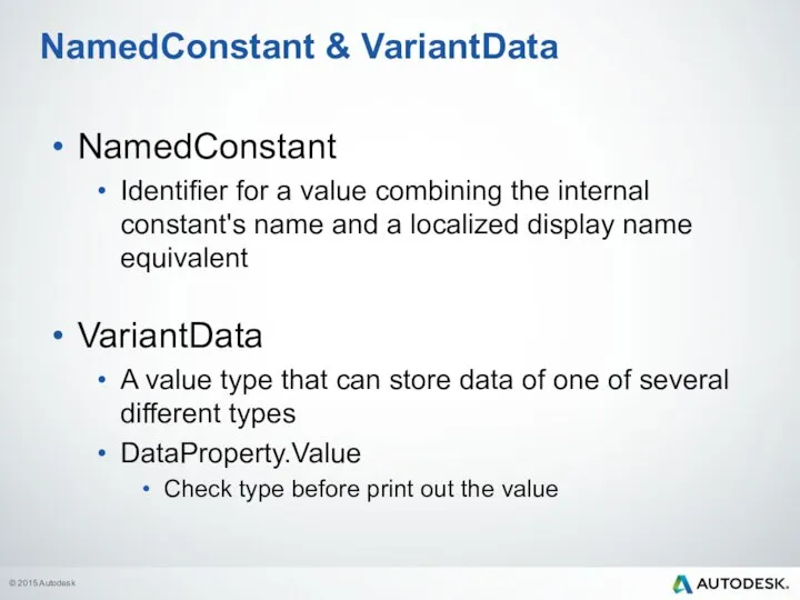 NamedConstant Identifier for a value combining the internal constant's name and